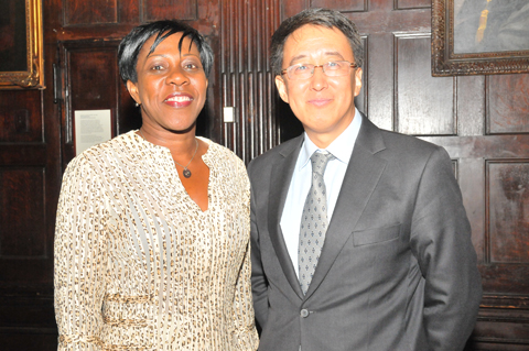 Hon. Jeanne Rogers-Vanterpool, Présidente, Office de Tourisme de Saint-Martin, l, at ICN 2014 with Larry Lee, President of China Daily USA. (Sharon Bennett/ICN image)