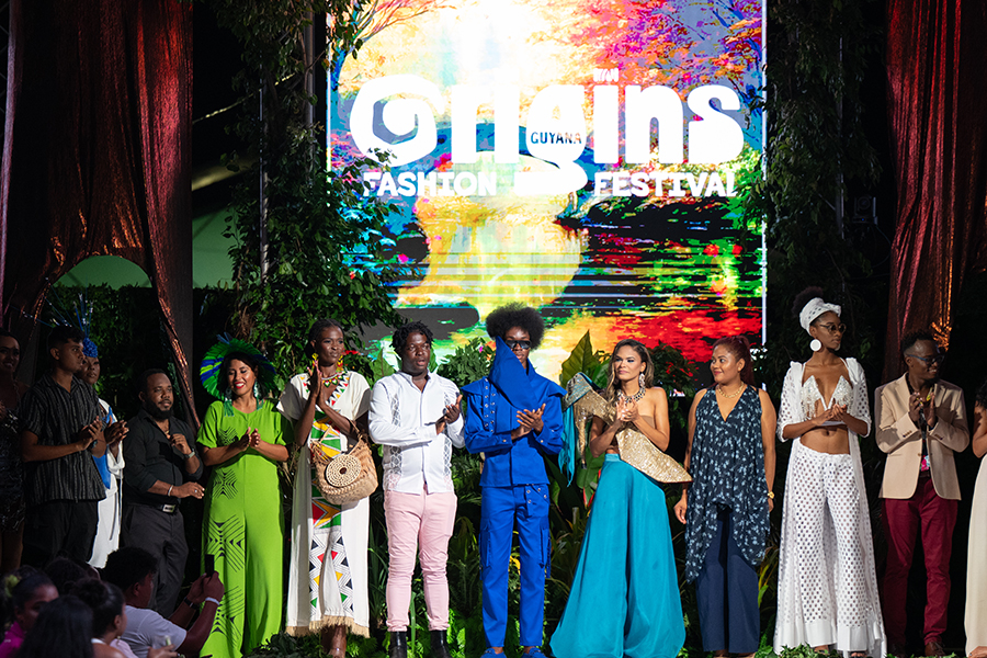 Some of the designers at the 2025 Origins Fashion Festival in Guyana. 